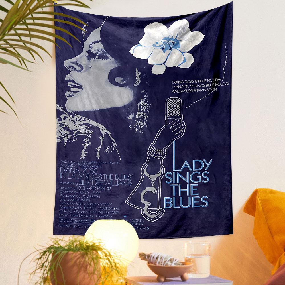Lady Sings the Blues Tapestry Wall Hanging, Diana Ross Movie Art, Retro Cinema Wall Decor for Bedroom Living Room