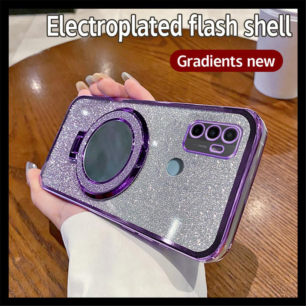 Зеркальный Роскошный Гальванический Магнитный Чехол-Подставка с Блестками Для OPPO A16 A16S A17 A54S A53S 4G A91 A5 A8 A9 A31 A33 A53 2020 Мягкий Чехол