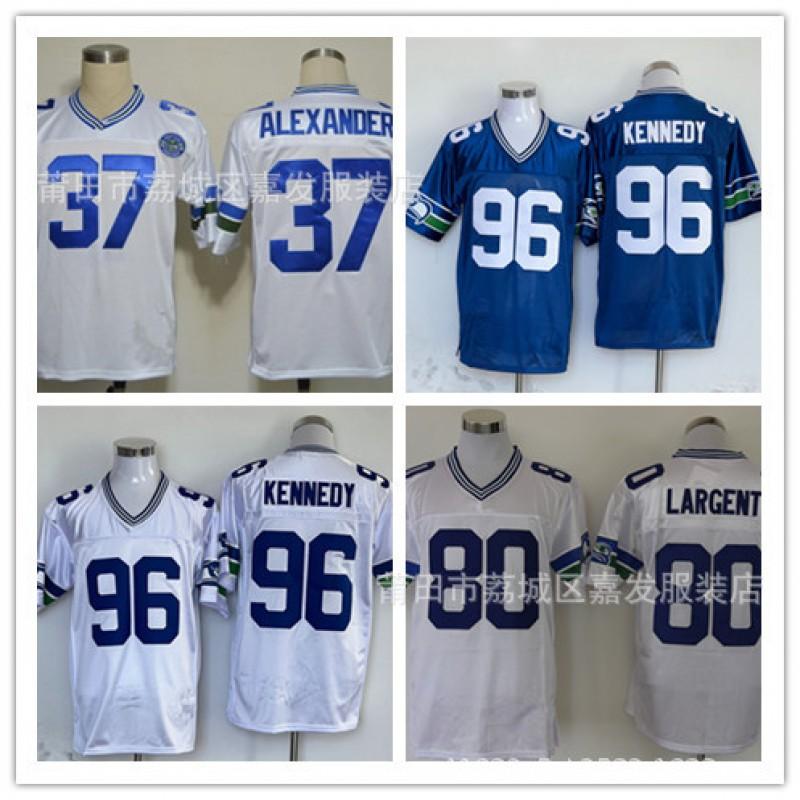 Retro Seattle Seahawks Football Jersey Mens Short Sleeve Training Game Shirt Cotton Mesh Breathable