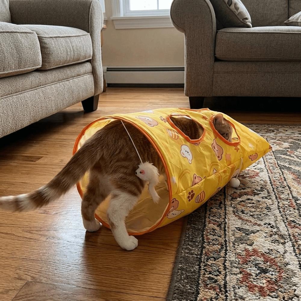 Sound Paper Christmas Cat Tunnel Toy Cartoon Printed Cat Drill Bag Cat Tunnel Bag  Relieve Boredom