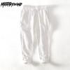 Summer Cotton Linen Men Trousers Drawstring Elastic Waist Pencil Pants Nine Point Pant Daily Breathable Casual Fashion Striped Men's Pants