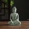Green Sandstone Sandstone Buddha Sitting Posture Buddhist Ornament Tea Pet   Indoor