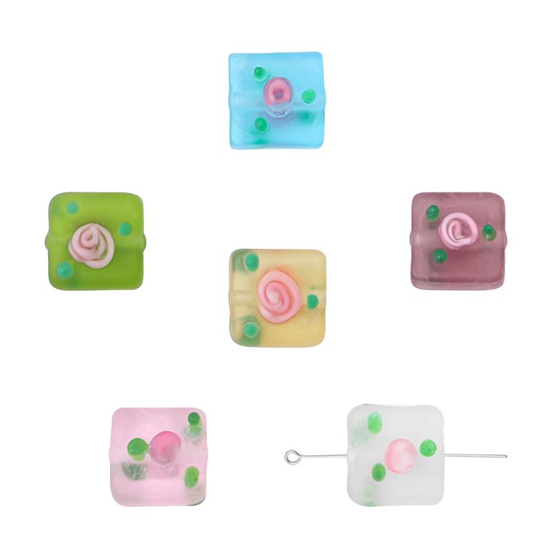 2 шт. ручная роспись матовые цветные стеклянные квадратные бусины для DIY ожерелье браслет серьги изготовление ювелирных изделий аксессуары для рукоделия