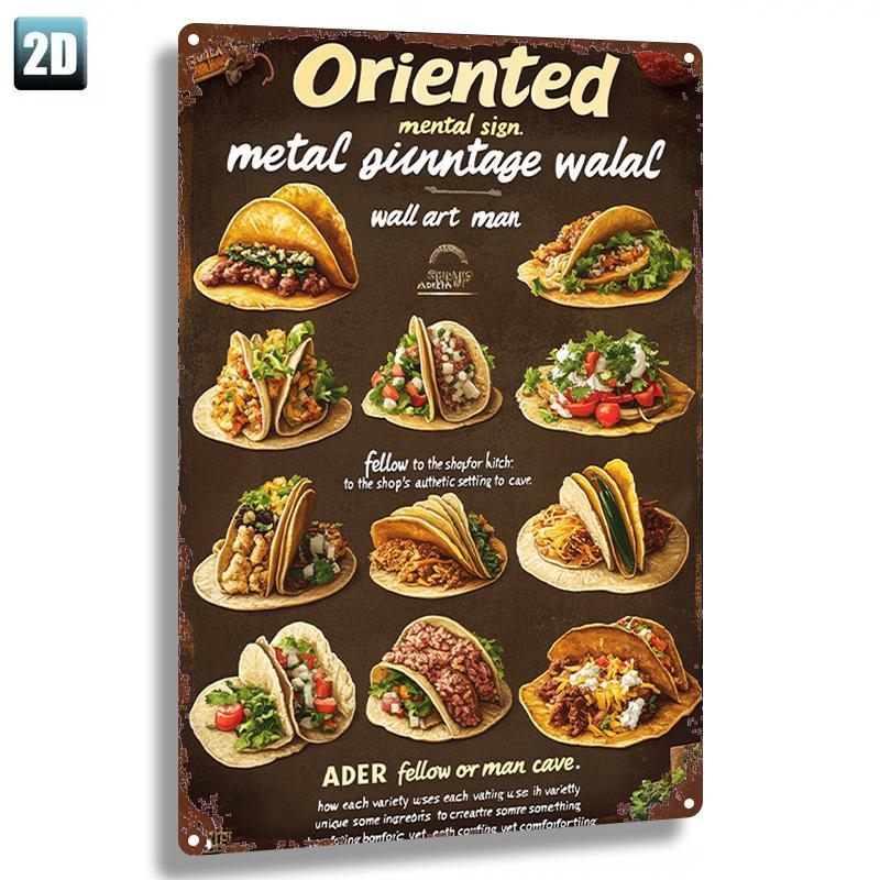 Винтажная металлическая табличка Taco D Flat xIn Эстетичный Декор Стены Столовой Гостиной