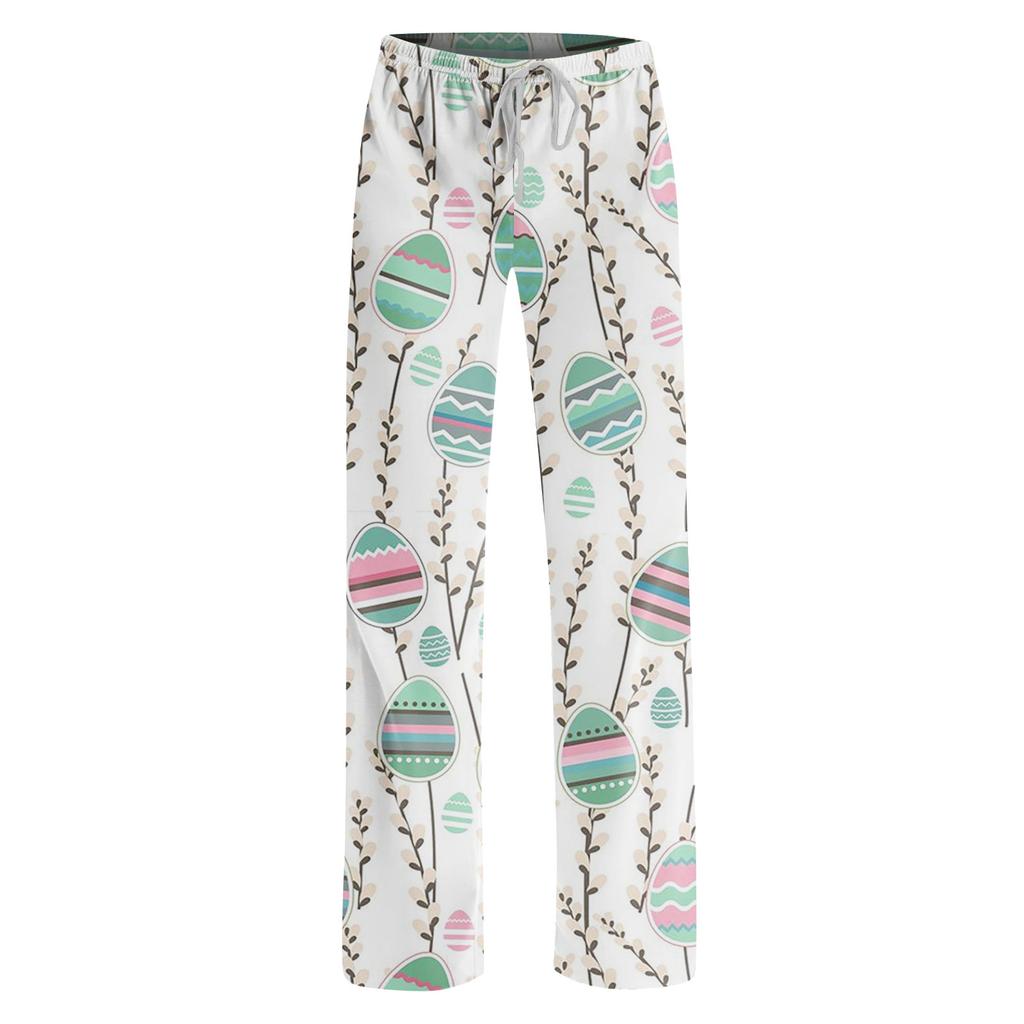 Женские пижамные штаны, одежда для сна, повседневные брюки с эластичной резинкой на талии, удобные прямые свободные брюки для йоги