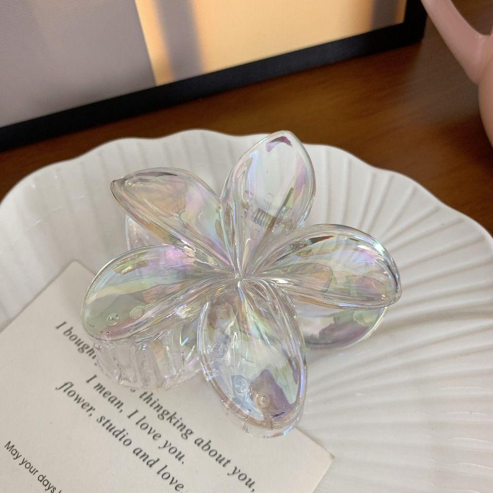 Пластиковая прозрачная заколка-краб для волос, большая заколка-коготь для волос, милая заколка для волос с цветком, уличная одежда