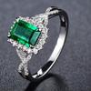New Gorgeous Square Shaped Green Cubic Zirconia Wedding Ring for Women Anniversary Party Temperament Accessory Trendy Jewelry