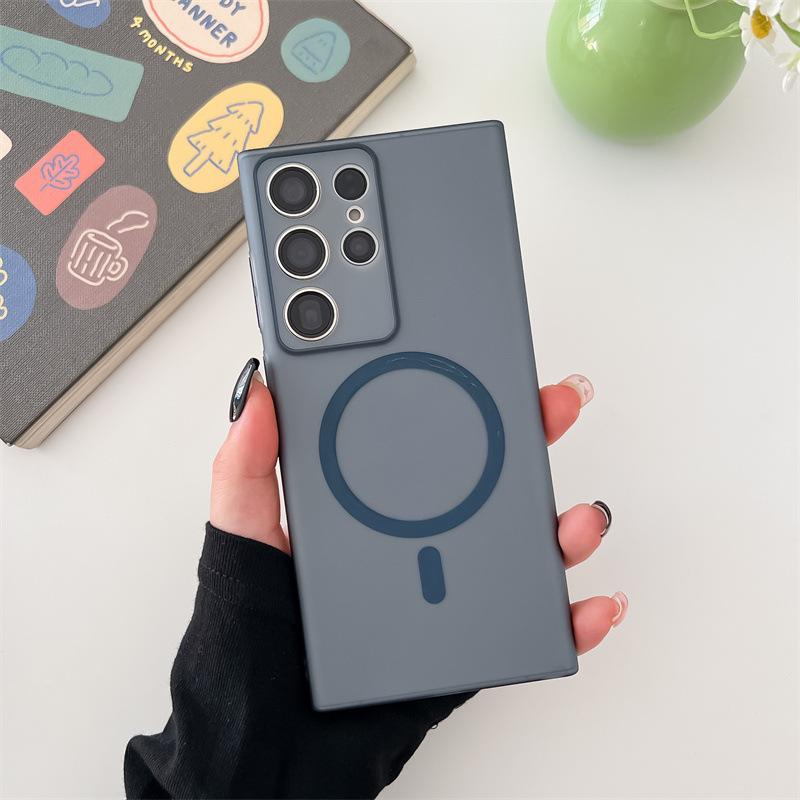 Samsung S24 Mobile Phone Case PC Essence Hole Ice Fog Magnetic Absorption S23 Ultra Skin Feeling Matte Semi Transparent Ultra Thin Hard Shell