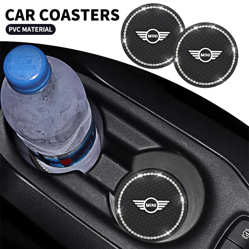 Car Non-slip Water Cup Pad Diamond Rhinestone Bling Decoration For MINI Cooper JCW WORKS R55 R56 F55 F56 R57 R58 R59 R60 R61 R50 ew7