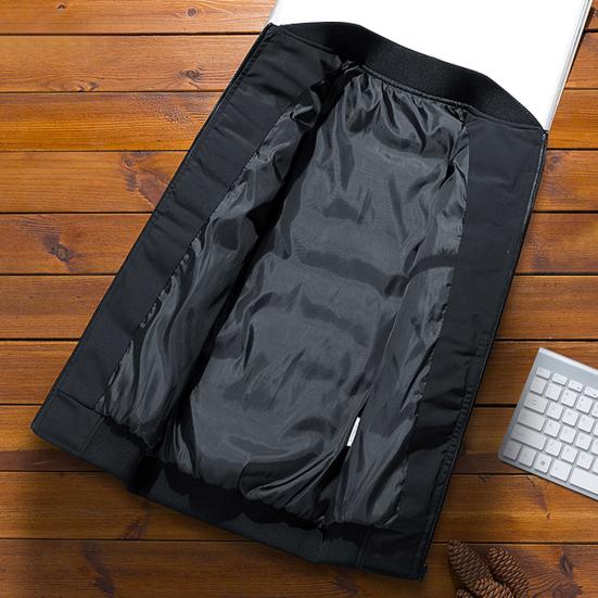 Men Jacket Cotton Padded Long Sleeve Solid Color Stand Collar Coldproof Winter Coat Baseball Jacket Streetwear