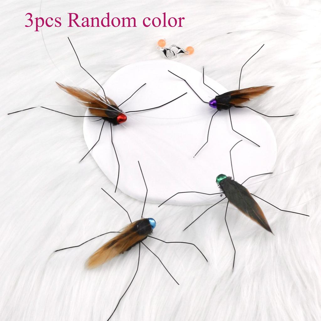 2pcs/3pcs Mix Simulated Mosquito Feather Cat Toy Replacement Accessories Funny Cat Stick Teaser Pet Toy