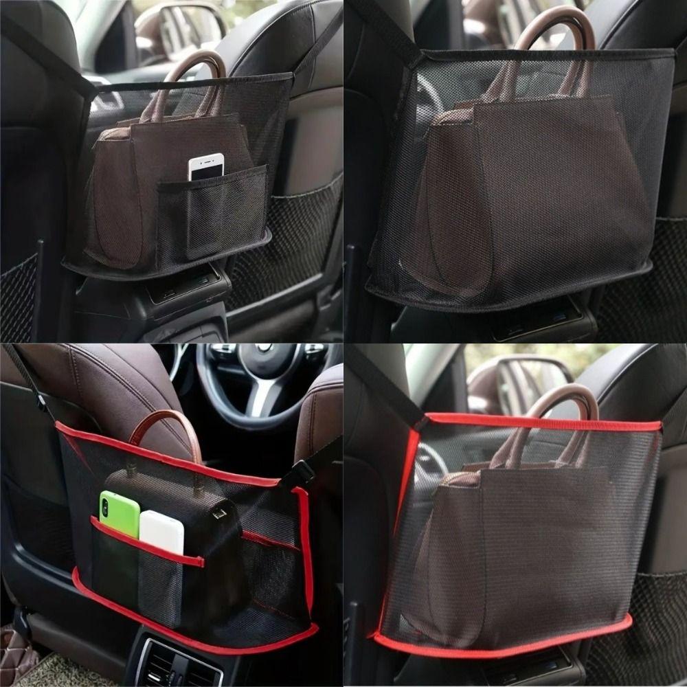 Spacious Car Seat Mesh Bag Convenient Handbag Purse Organizer Mesh Storage Net Pocket Auto