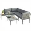 Thee-Piece 'L' Rattan Sofa Set - Grey