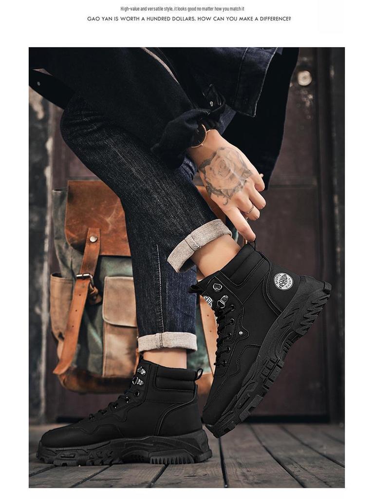 Мужские дышащие высокие ботинки Martin — осенний корейский стиль, универсальная обувь для альпинизма на толстой подошве