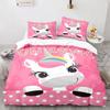 Мультяшный Единорог Розовый Кинг Квин Пододеяльник Детский Девочки Милый Животный Постельный Комплект Радужный Пододеяльник Полиэстер Чехол для Одеяла