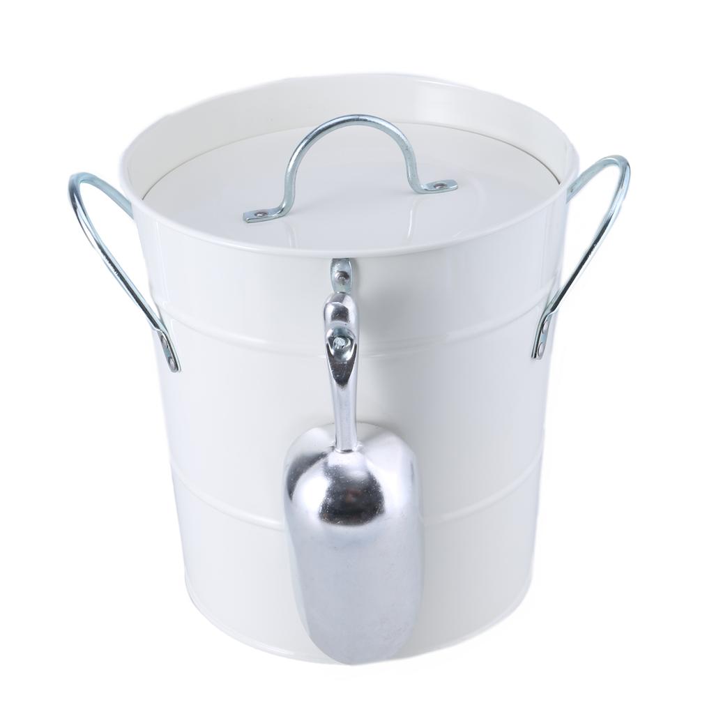 Ice Bucket with Scoop and Lid Metal Drink Coolers Wine Bucket Chiller Beverage Tub for Parities, Camping, Outdoor Bar