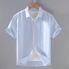 Men S Solid Short Sleeve Casual Linen Blend Button Up Shirt