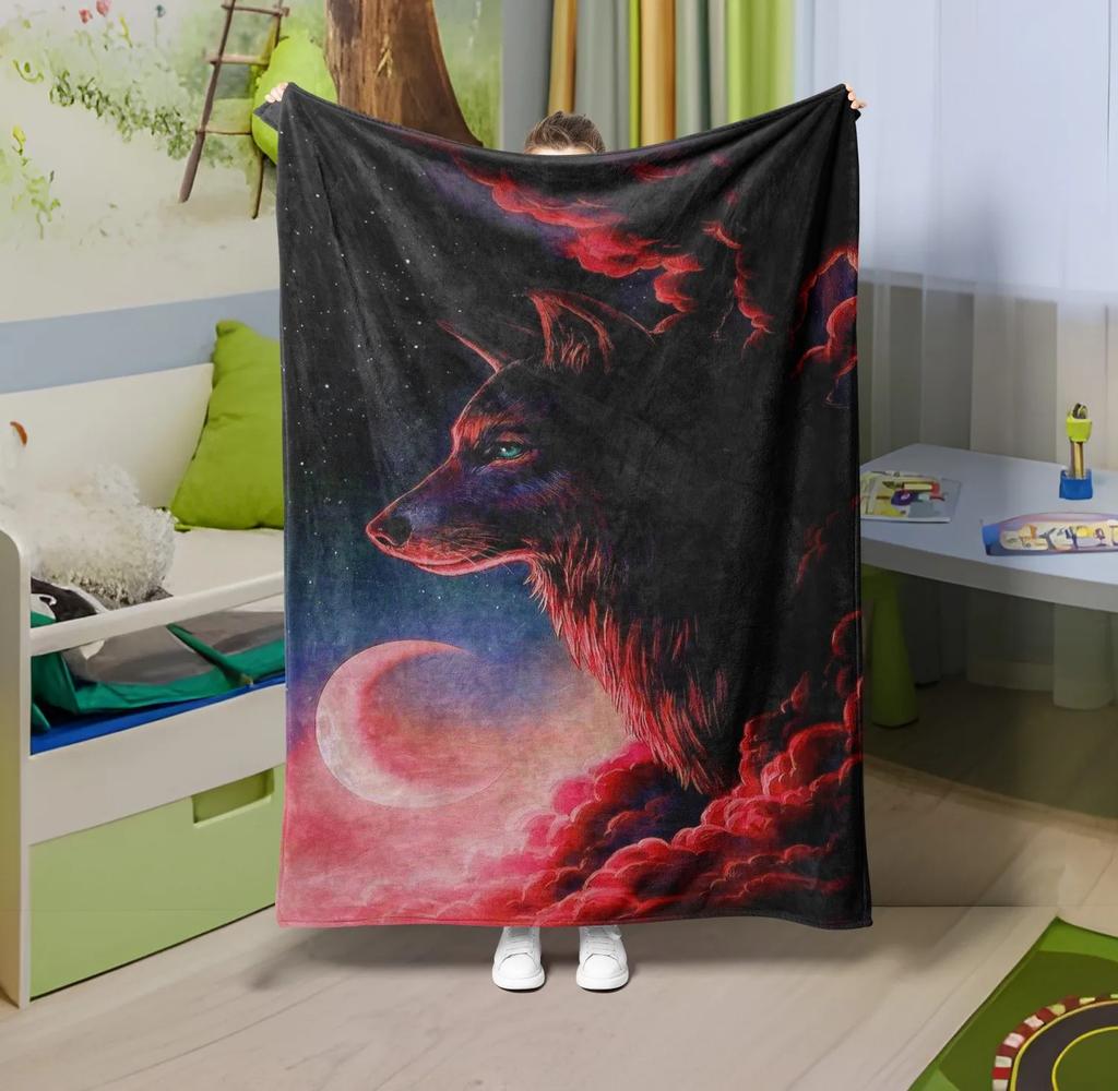 1PC Throw Cute Dinosaur animals theme Flannel Blanket Soft thin Blankets wolfs art for Sofa Bed Car Camp wild animals theme gift