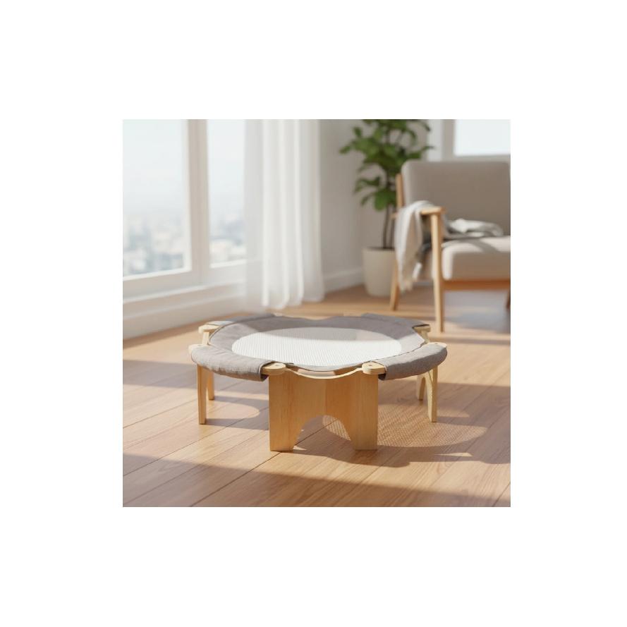 Elevated Cat Cat Lounger Breathable Cat Cat Lounger with Wooden Frame Pet Bed with Wooden Frame Supportive Sturdy for Cats