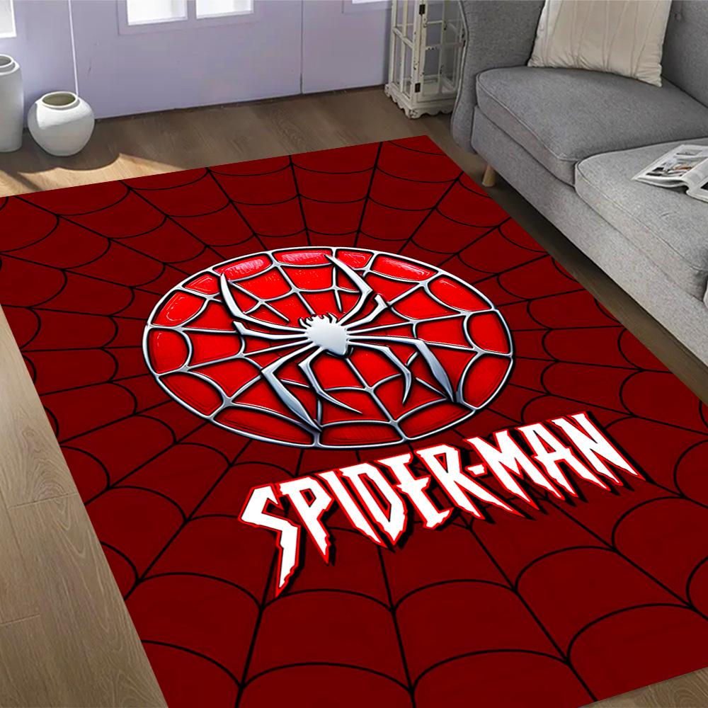 Spider-Man Red Background Non-Slip Rug - Polyester, Home Decor, Suitable for Bedrooms, Living Rooms, Entryways, and Studios