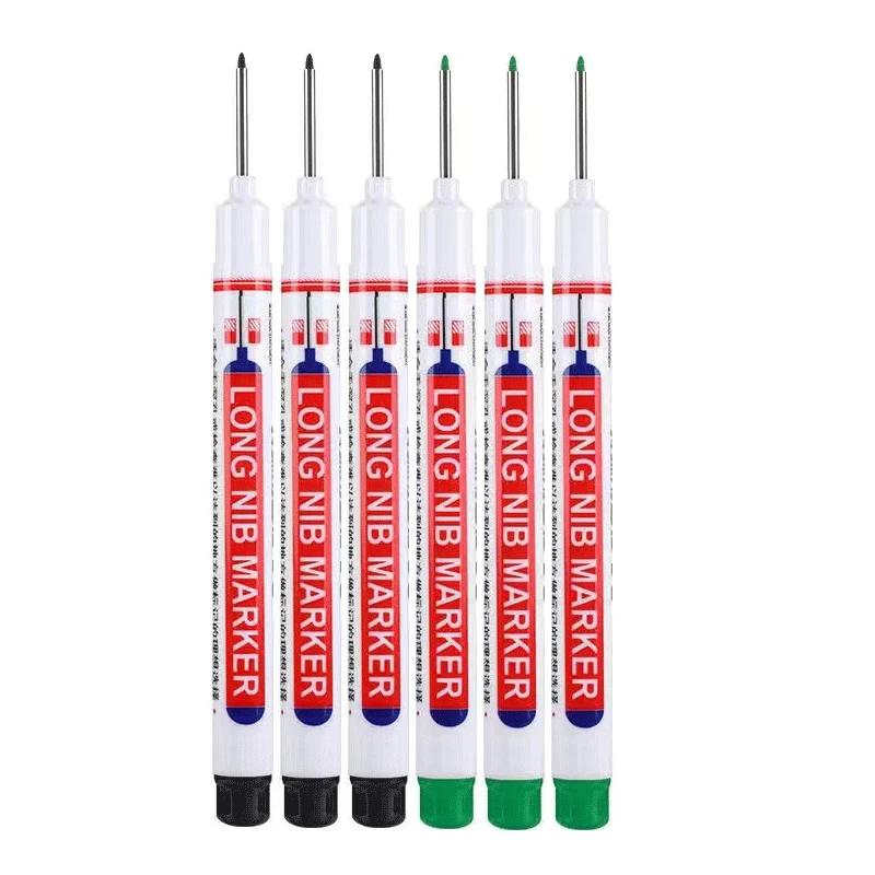 6Pcs/Set 20MM Long Nib Markers Deep Hole Head Four Color Waterproof Marker Pens For Woodworking Metal Marker Tools Art Supplies