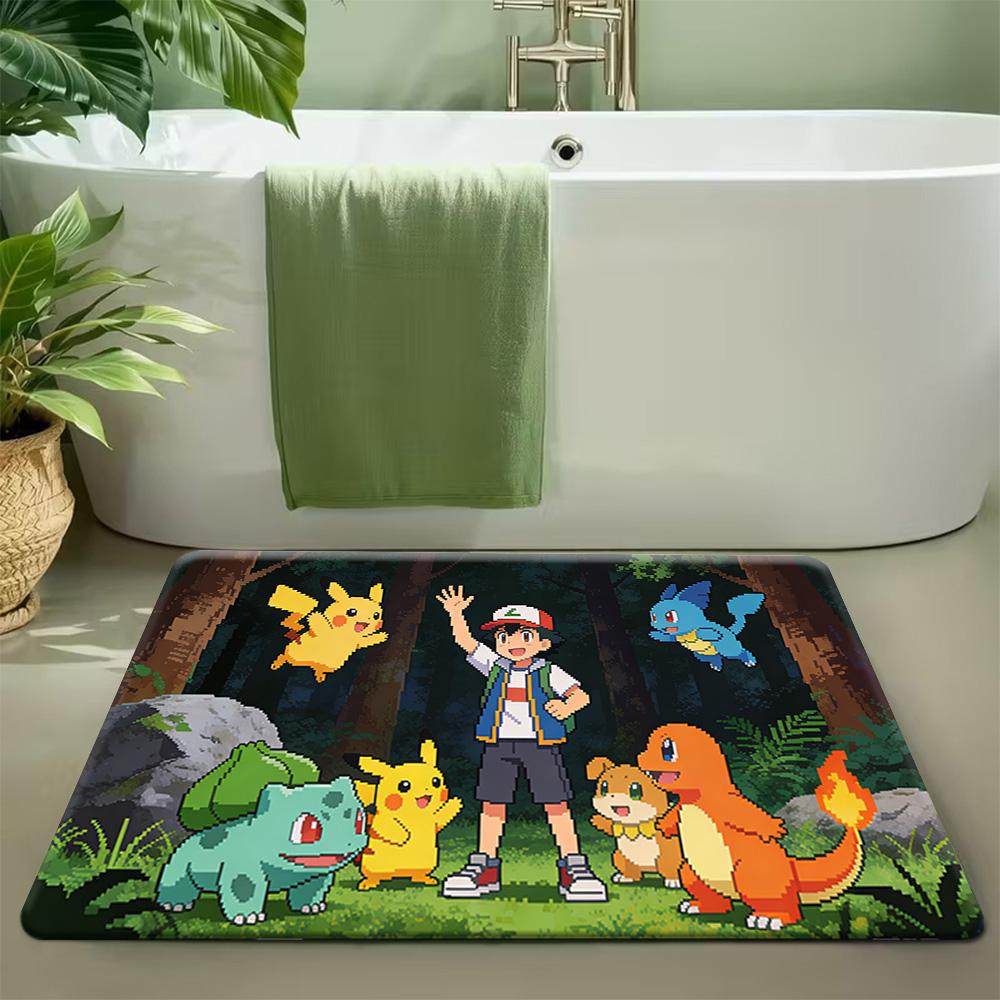 Pokemon Raichu Electric Power Print Non-slip Doormat, Soft Absorbent Floor Rug for Home Decor