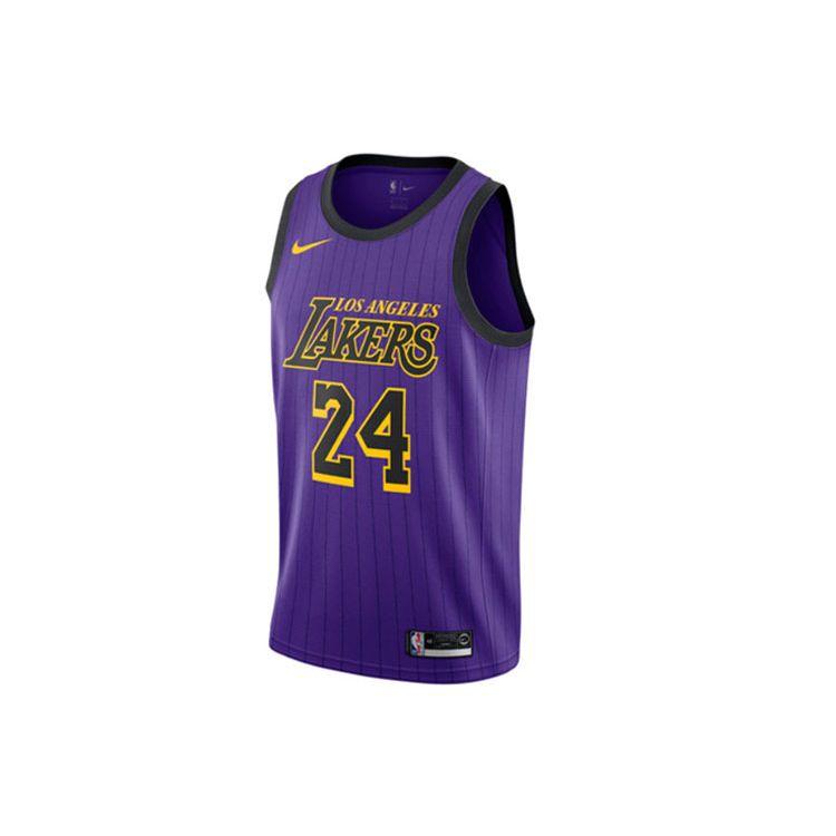Nike Дышащие мужские футболки NBA Lakers City Edition Kobe 24 18-19 Swingman фиолетового цвета AV4270-505