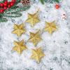 6PCS Gold Glitter Star Ornaments Christmas Tree Hanging Pendant 2024 Christmas Decorations for Home Navidad New Year Party DIY Gift