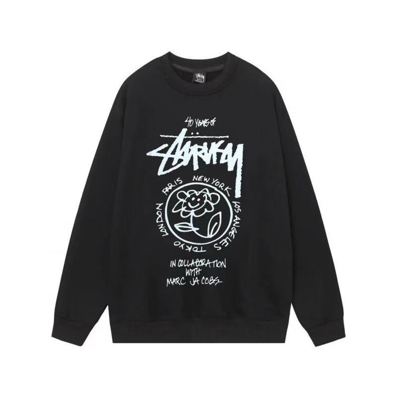 Mens Plain Crewneck Sweatshirt Oversized Fit Casual Long Sleeve Hoodless Top Winter