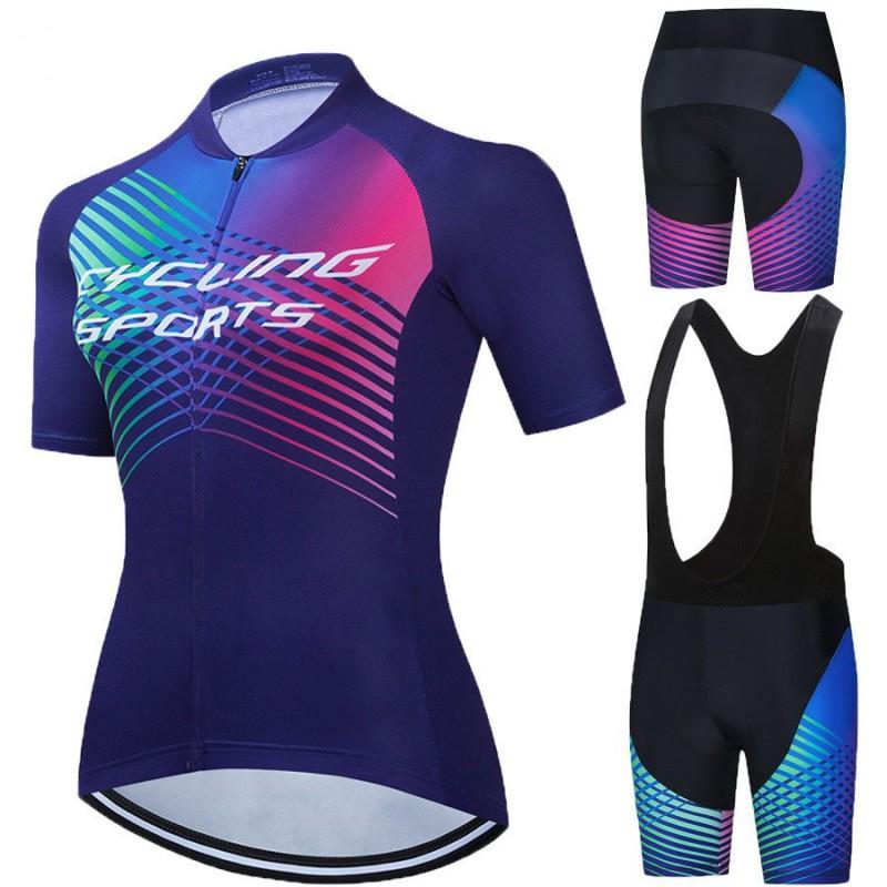 Womens Cycling Jersey Bib Shorts Set Breathable Quick-Dry Road Bike Apparel