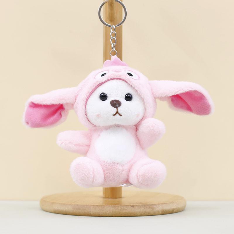 Очаровательный розовый мишка брелок плюшевая игрушка мягкий и приятный на ощупь 13 см чучело животного