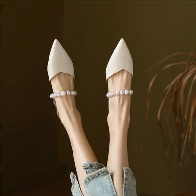 Модные мюли с кристаллами, уличная обувь, прозрачные женские тапочки цвета экрю и женские сандалии на каблуке, с острым носком и стразами, рабочие шлепанцы G