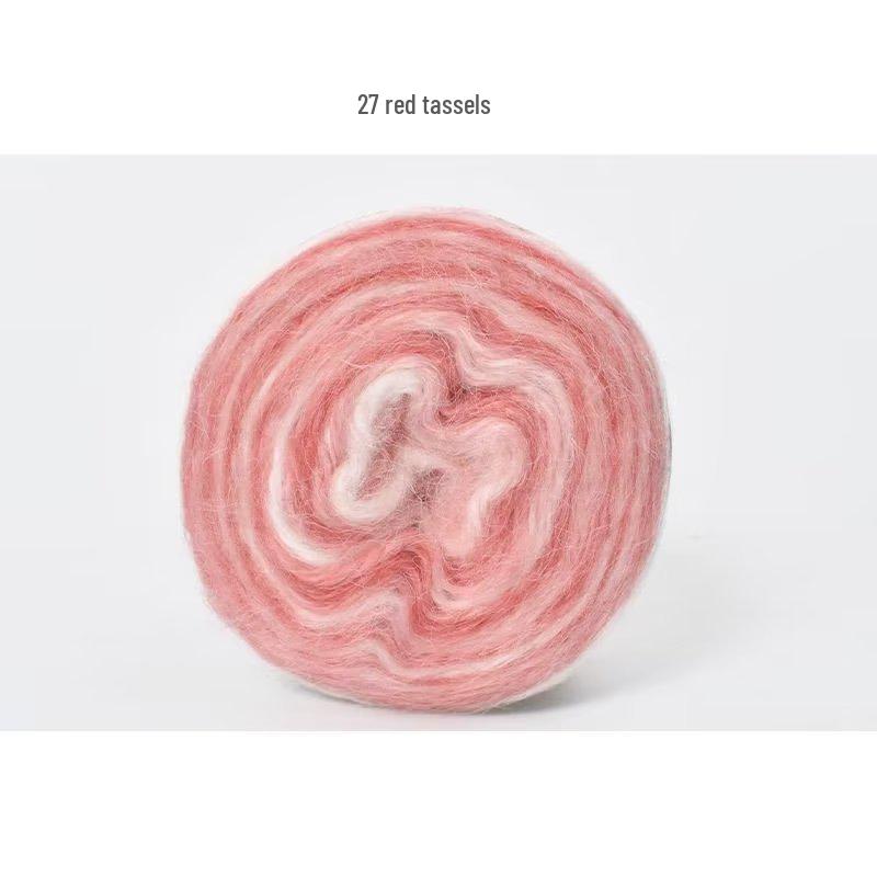 Пряжа из мохера ручной окраски с градиентным радужным переходом - Пушистая, мягкая и идеально подходит для вязания и DIY-проектов.