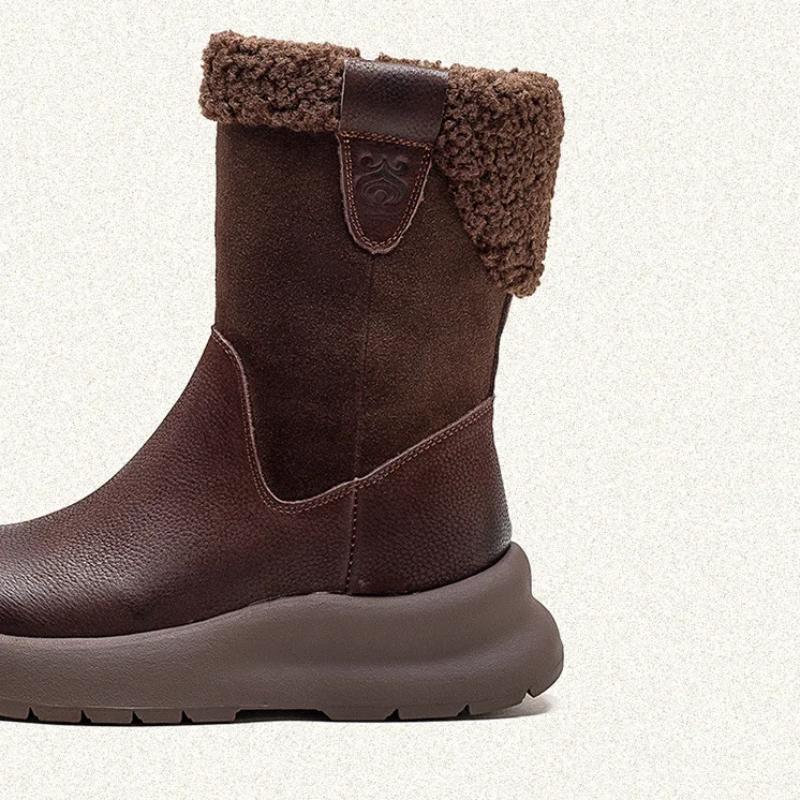 100% натуральная кожа зимняя обувь женские зимние ботинки на плоской подошве нескользящие коровья кожа женские зимние ботильоны теплые черные