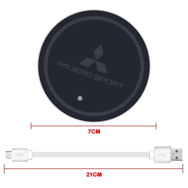 Универсальная светодиодная подставка под стакан с USB-зарядкой, предметы декора салона автомобиля для Mitsubishi Triton L200 Pajero Sport