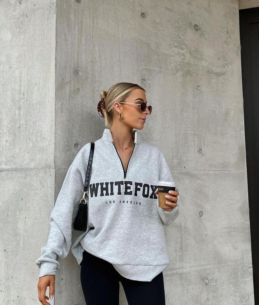 Свитшот с принтом и полумолнией 2023 года осень/зима — повседневный и универсальный, европейский и американский стиль