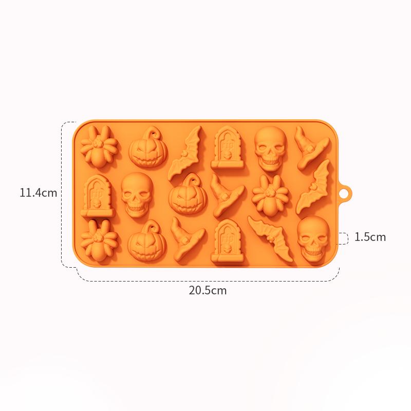 Halloween Silicone Molds Halloween Chocolate Candy Gummy Mold Skull Pumpkin Bat Ghost Witch Hat Spider Tombstone Shapes Mold
