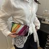 Early Spring New Rainbow Stripes Contrasting Color Splicing Fashionable Design Chain Shoulder Messenger Bag