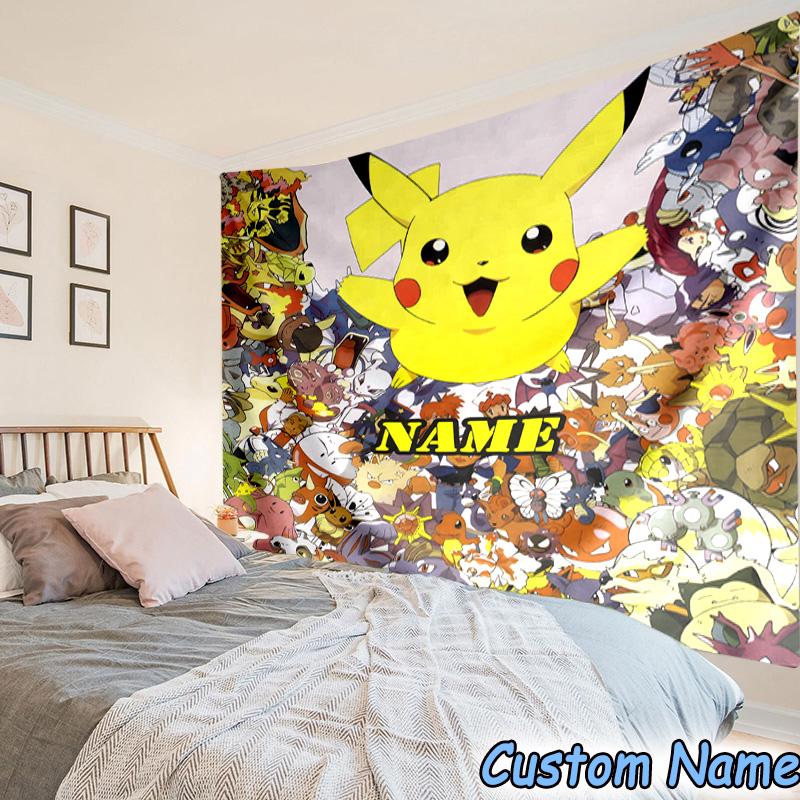Custom Name Tapestry Pika Tapestry Room Decoration Wall Hanging for Living Room Bedroom, dormitory, Birthday and Christmas gifts
