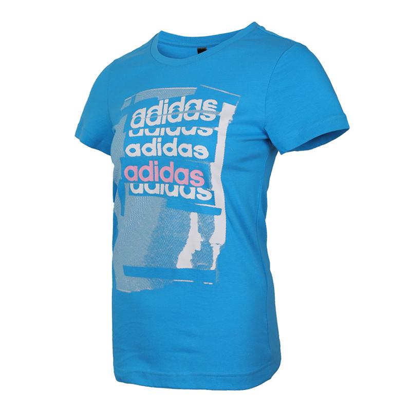 Adidas T Shirts Women's Blue Crew Neck Moderate DV3007