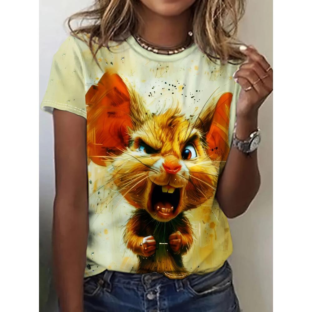 Мультяшная собака смешные женские персонажи милый 3D-принт повседневный топ с коротким рукавом