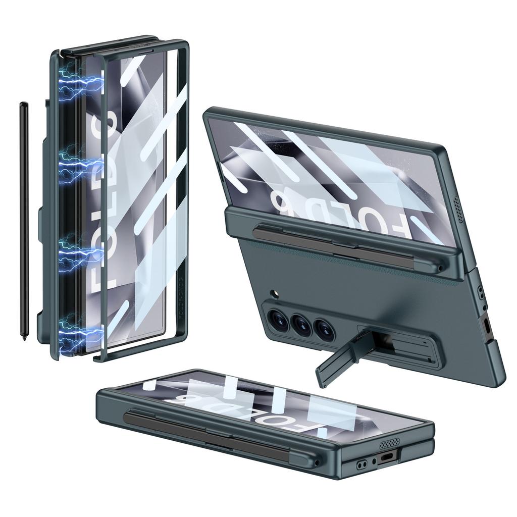 Чехол для телефона Samsung Z FOLD6 со слотом для стилуса FOLD6 Чехол-книжка с шарниром Твердый чехол Защитная пленка из стекла против подглядывания Защитный чехол FOLD6