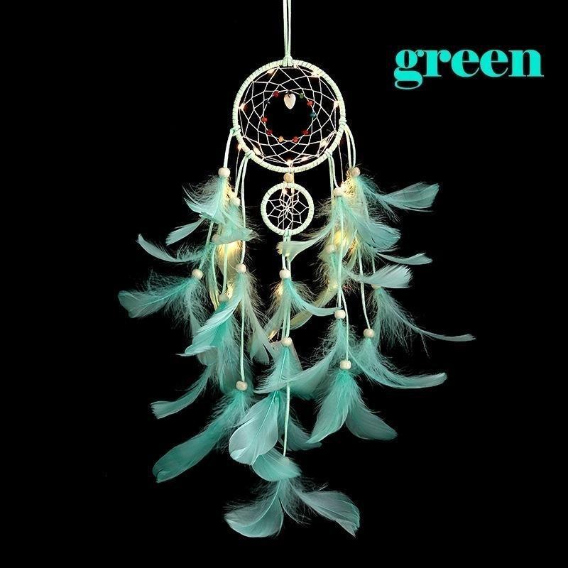 Модное светодиодное ремесленное освещение Ловец снов Перо Ловец снов Девушка Комната Колокольчик Спальня Романтическое подвесное украшение Орнамент Волк Ловец снов ZPG