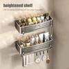 Bathroom Shelf Towel Rack Strong Load-bearing Drainage Hole Design Self Adhesive No Drilling Easy To Install Storage Rack Shower Organizer