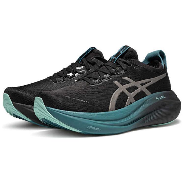 Asics GEL NIMBUS 27 Износостойкие Дышащие Низкие Марафонские Кроссовки для Длительных Дистанций Мужские Черные 1011C093-001