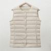 Женский легкий жилет из белого утиного пуха - Без воротника, Без рукавов, Зимнее нижнее белье