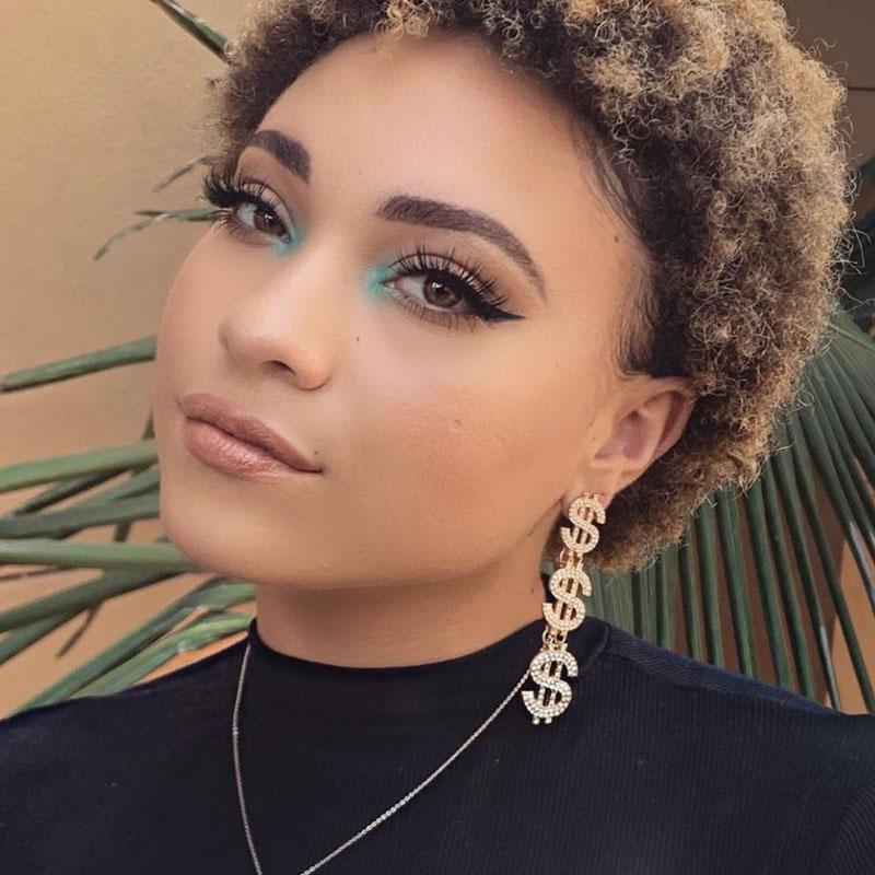 Элегантные Stonefans Роскошные Длинные Серьги-подвески со Стразами в Виде Знака Денег для Женщин Блестящие Хрустальные Серьги-подвески с Буквой $ Доллар Ювелирный Подарок