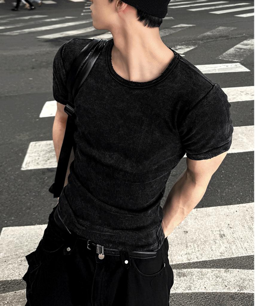 Siaosiko Пигмент Круглый Мышечный крой Короткий рукав