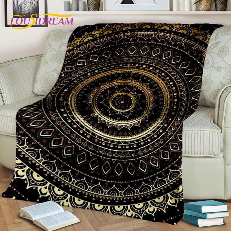 Одеяло с 3D Мандалой в богемном стиле и геометрическим цветком, мягкое одеяло для дома, спальни, кровати, дивана, пикника, офиса, пешего туризма, отдыха, ворса