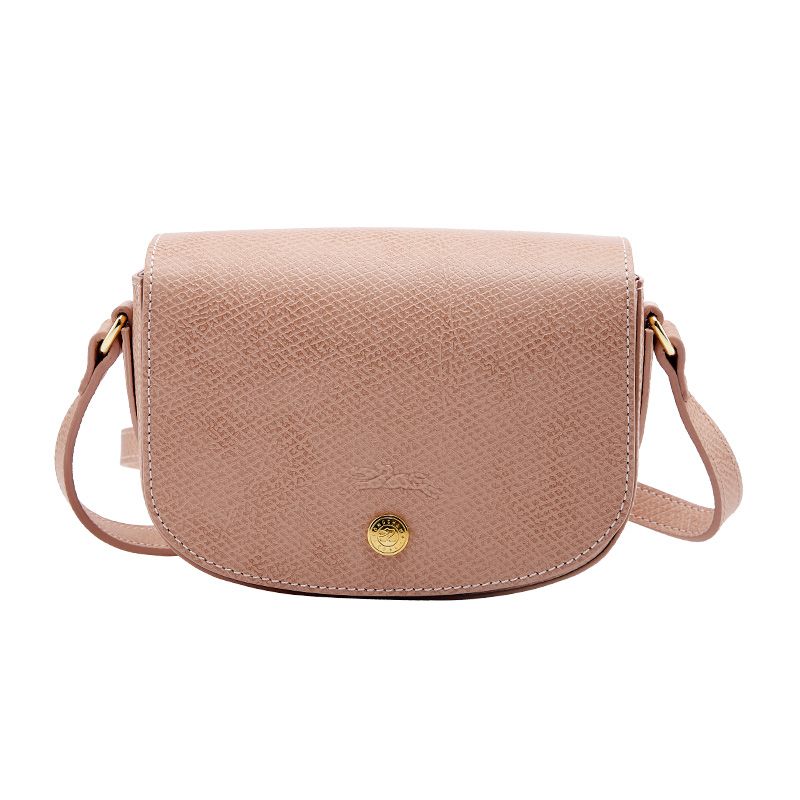 Longchamp Le Pliage 17 Snap Flap Adjustable Shoulder Strap Pebble Grain Leather Mini Crossbody Bag Women bags Pink 10165HYZP64